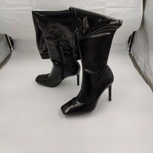 Inc Keena Knee Length Boots, Shiny Black, Women's Size 8.5